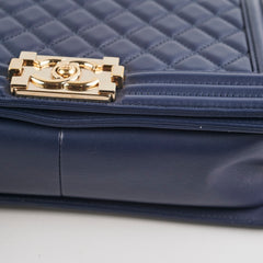 Chanel Old Medium Boy Lambskin Navy Bag