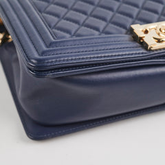 Chanel Old Medium Boy Lambskin Navy Bag
