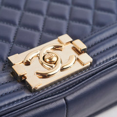 Chanel Old Medium Boy Lambskin Navy Bag