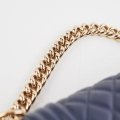 Chanel Old Medium Boy Lambskin Navy Bag