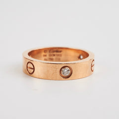 Cartier Love Ring with 3 Diamond Pink Gold Size 64