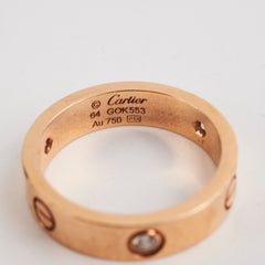 Cartier Love Ring with 3 Diamond Pink Gold Size 64
