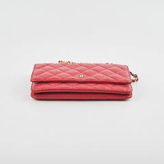 Chanel Wallet On Chain WOC Lambskin Dark Pink