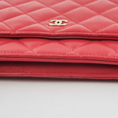 Chanel Wallet On Chain WOC Lambskin Dark Pink