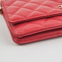Chanel Wallet On Chain WOC Lambskin Dark Pink