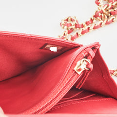 Chanel Wallet On Chain WOC Lambskin Dark Pink