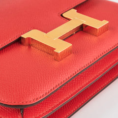 Hermes Constance 18 Epsom Rouge Casaque A Stamp