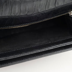 Saint Laurent Black Croc Embossed Universite Crossbody