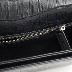 Saint Laurent Black Croc Embossed Universite Crossbody