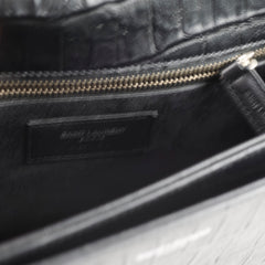 Saint Laurent Black Croc Embossed Universite Crossbody
