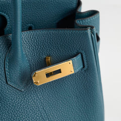 Hermes Birkin GHW 30 Blue Colvert X Stamp