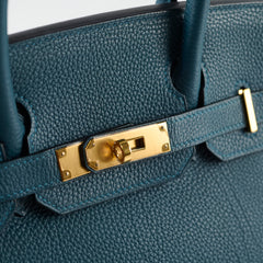 Hermes Birkin GHW 30 Blue Colvert X Stamp