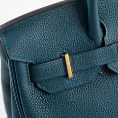 Hermes Birkin GHW 30 Blue Colvert X Stamp