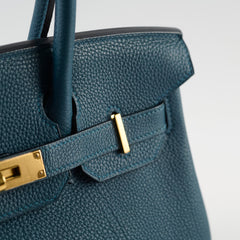 Hermes Birkin GHW 30 Blue Colvert X Stamp
