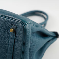Hermes Birkin GHW 30 Blue Colvert X Stamp