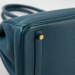 Hermes Birkin GHW 30 Blue Colvert X Stamp