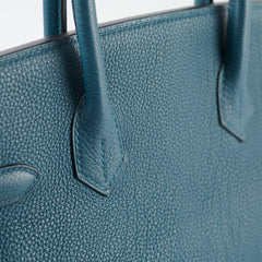 Hermes Birkin GHW 30 Blue Colvert X Stamp