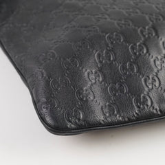 Gucci monogram leather satchel black