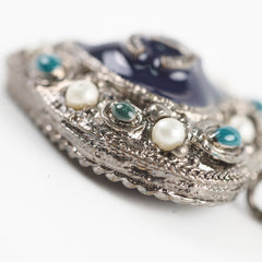 Chanel Heart Necklace Gunmetal with Pearls Costumer Jewellery