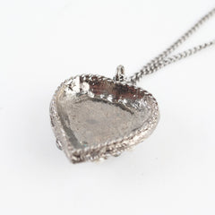 Chanel Heart Necklace Gunmetal with Pearls Costumer Jewellery