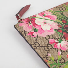 Gucci Gg Supreme Blooms Zip Pouch Clutch Monogram