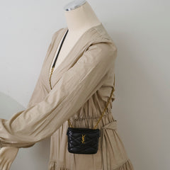 Saint Laurent Micro June Leather Crossbody Black