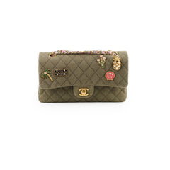 Chanel Medium M/L Classic Flap Khaki Denim