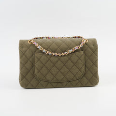 Chanel Medium M/L Classic Flap Khaki Denim