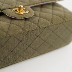 Chanel Medium M/L Classic Flap Khaki Denim