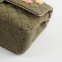 Chanel Medium M/L Classic Flap Khaki Denim