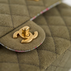 Chanel Medium M/L Classic Flap Khaki Denim