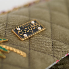 Chanel Medium M/L Classic Flap Khaki Denim