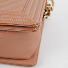Chanel Old Medium Boy Caviar Beige