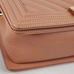 Chanel Old Medium Boy Caviar Beige