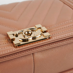 Chanel Old Medium Boy Caviar Beige