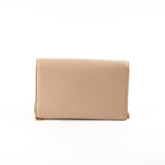 Saint Laurent Uptown Pouch in Grain with Chain Beige