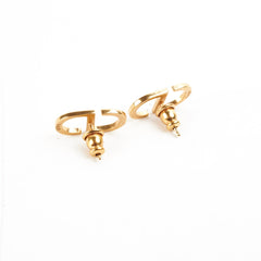 Christian Dior CD Logo Gold Earrings Costume Jewellery
