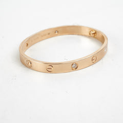 Cartier Love Bracelet 4 Diamonds Yellow Gold Size 16 2021