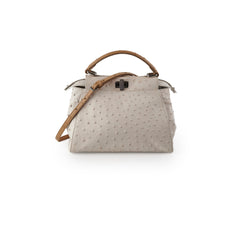 Fendi Mini Ostrich Peekaboo Cream