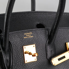 Hermes Birkin 35 Ardennes Black GHW - C Square Stamp