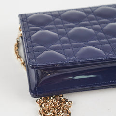 Christian Dior Navy Patent Wallet On Chain
