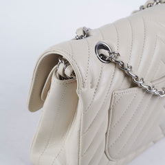 Chanel Classic Flap Small Lambskin Chevron Cream - Series 31