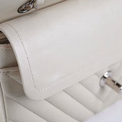 Chanel Classic Flap Small Lambskin Chevron Cream - Series 31