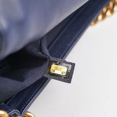 Chanel Old Medium Braided Reverso Boy Bag Navy