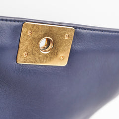 Chanel Old Medium Braided Reverso Boy Bag Navy