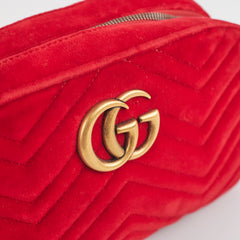 Gucci Small Marmont Velvet Red
