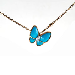 Van Cleef and Arpels Turqoise Two Butterfly Pendant