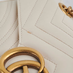Gucci Marmont Small Matelasse White Shoulder Bag