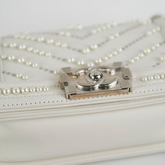 Chanel Small Boy White with Pearls Bag