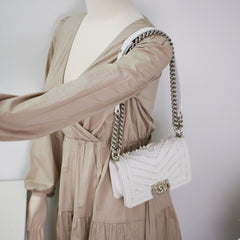 Chanel Small Boy White with Pearls Bag